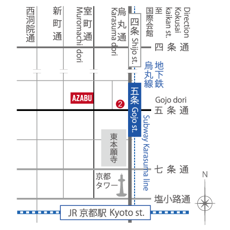Access map of Auberge Azabu Kyoto